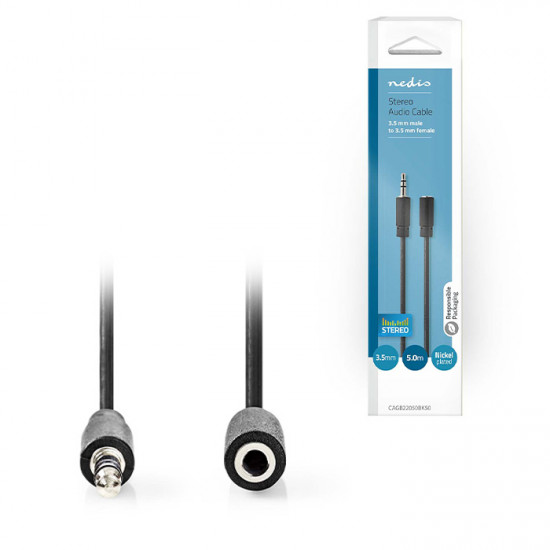 NEDIS CAGB22050BK50 Καλώδιο προέκτασης ήχου 3.5mm Stereo αρσ. – 3.5mm Stereo θηλ., 5.00m. - NEDIS