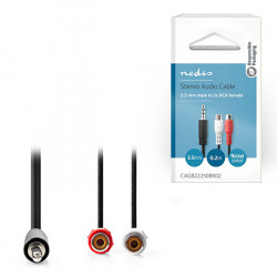 NEDIS CAGB22250BK02 Στερεοφωνικό καλώδιο ήχου 3.5mm αρσ.- 2x RCA θηλ., 0.20m σε μαύρο χρώμα. - NEDIS