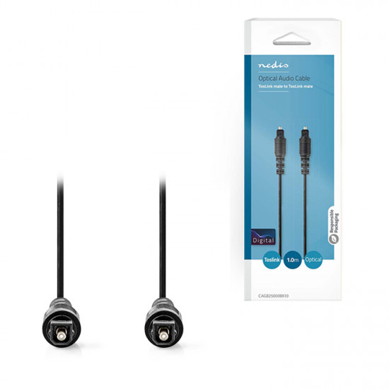 NEDIS CAGB25000BK10 Καλώδιο οπτικής ίνας, TosLink αρσ. - αρσ. 1.00m, σε μαύρο χρώμα. - NEDIS