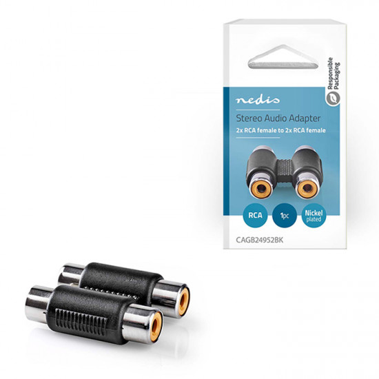 NEDIS CAGB24952BK Αντάπτορας - μούφα ήχου, 2x RCA θηλ. - 2x RCA θηλ. - NEDIS