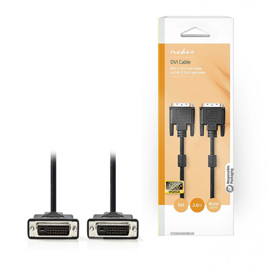 NEDIS CCGB32000BK20 Καλώδιο DVI-D Dual αρσ. - DVI-D Dual αρσ., 2m σε συσκευασία blister. - NEDIS