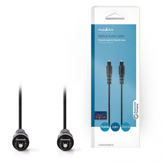 NEDIS CAGB25000BK20 Καλώδιο οπτικής ίνας, TosLink αρσ. - αρσ. 2m. - NEDIS