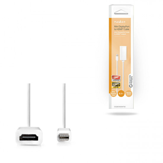 NEDIS CCGB37650WT02 Καλώδιο-αντάπτορας Mini DisplayPort αρσ. - HDMI θηλ., 0.20m. - NEDIS