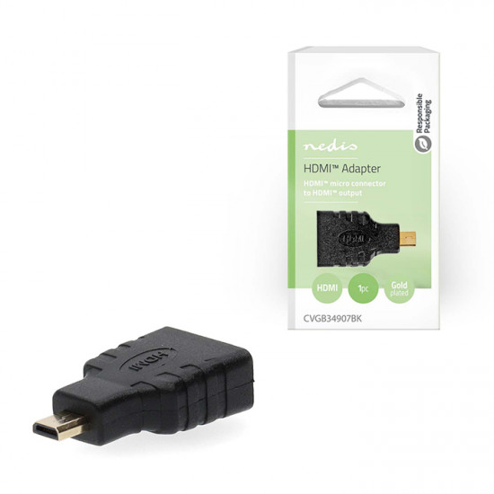 NEDIS CVGB34907BK Αντάπτορας High Speed HDMI with Ethernet, HDMI micro αρσ. - HDMI θηλ., με επίχρυσες επαφές. - NEDIS
