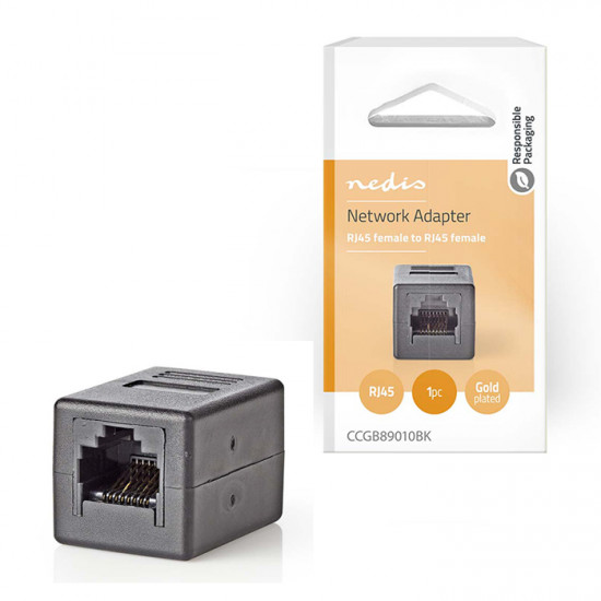 NEDIS CCGB89010BK Μούφα CAT 6 RJ45, σε συσκευασία blister. - NEDIS