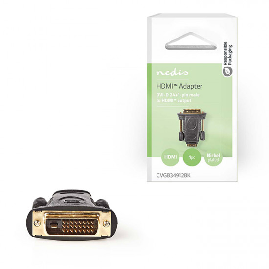 NEDIS CVGB34912BK Αντάπτορας HDMI θηλ. - DVI-D 24+1p αρσ., με επίχρυσες επαφές. - NEDIS
