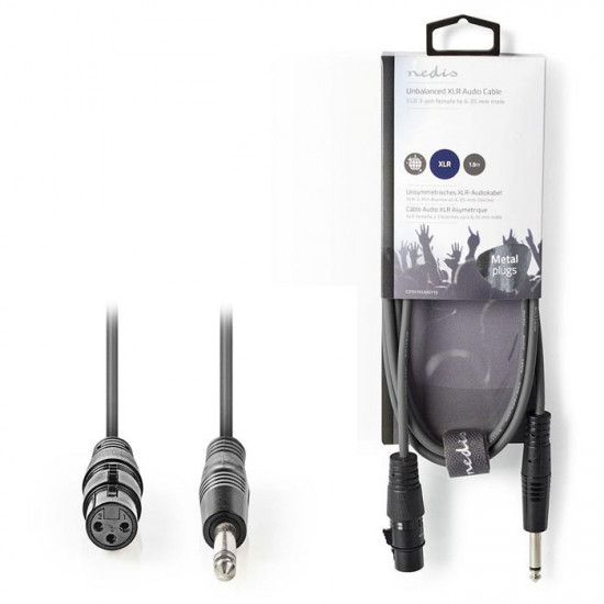 NEDIS COTH15120GY15 Καλώδιο 3-Pin XLR θηλ. σε 6.35mm αρσ., 1.5m σε γκρι χρώμα. - NEDIS