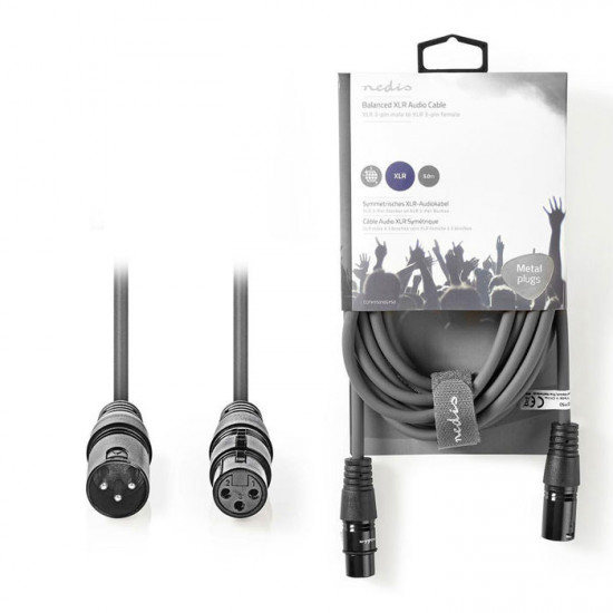 NEDIS COTH15010GY50 Kαλώδιο ήχου 3pin XLR θηλ. σε 3pin XLR αρσ., 5.0m σε σκούρο γκρι χρώμα. - NEDIS
