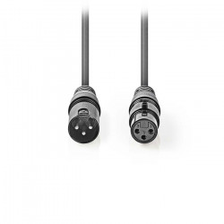 NEDIS COTG15010GY100 Kαλώδιο ήχου 3pin XLR αρσ. σε 3pin XLR θηλ., 10 m σε γκρι χρώμα. - NEDIS