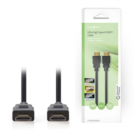 NEDIS CVGB35000BK20 Καλώδιο Ultra High Speed HDMI αρσ. - HDMI αρσ., με επίχρυσες επαφές, 2.00m. - NEDIS