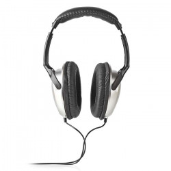 NEDIS HPWD1201BK Ακουστικά με 6 μέτρα καλώδιο και έλεγχο έντασης, σε ασημί/μαύρο χρώμα. - NEDIS
