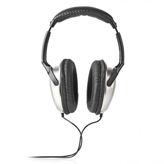 NEDIS HPWD1201BK Ακουστικά με 6 μέτρα καλώδιο και έλεγχο έντασης, σε ασημί/μαύρο χρώμα. - NEDIS