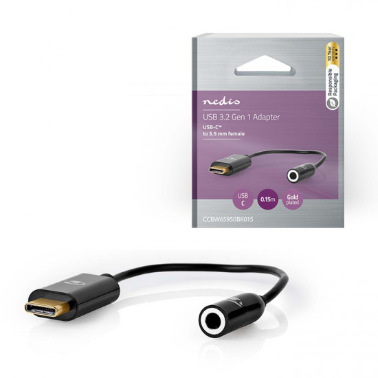NEDIS CCBW65950BK015 Καλώδιο-αντάπτορας USB 3.2 Gen 1x1 Type-C αρσ. - 3.5mm θηλ., 0.15m. - NEDIS