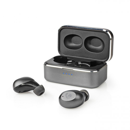 NEDIS HPBT5056GY Bluetooth ακουστικά handsfree με θήκη φόρτισης, σε γκρι χρώμα. - NEDIS