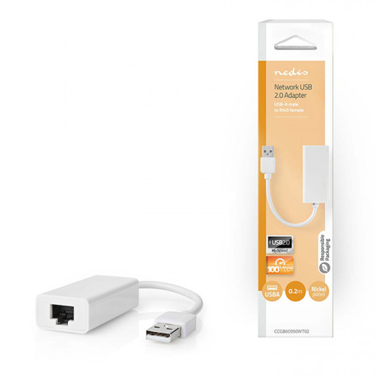 NEDIS CCGB60950WT02 Καλώδιο-αντάπτορας δικτύου USB High Speed Α αρσ. - RJ45 θηλ., 0,20m σε λευκό χρώμα. - NEDIS