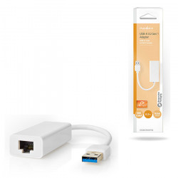 NEDIS CCGB61950WT02 Αντάπτορας δικτύου USB 3.0, USB A αρσ. - RJ45 θηλ., με ενσωματωμένο καλώδιο 0,20m σε συσκευασία blister. - NEDIS