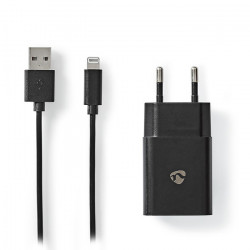 NEDIS WCHAL242ABK Universal φορτιστής USB 2.4 A, με αποσπώμενο καλώδιο Lightning 8-Pin, σε μαύρο χρώμα. - NEDIS