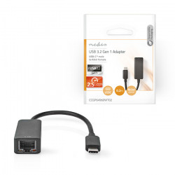 NEDIS CCGP64960WT02 Αντάπτορας δικτύου USB 3.2 Gen 1 type C αρσ. σε RJ45 (8P8C) θηλ., 0.20m σε μαύρο χρώμα. - NEDIS