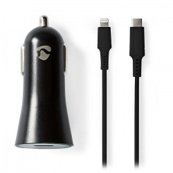 NEDIS CCPDL20W111BK Universal φορτιστής αυτοκινήτου USB-C, 3.0Α & PD20W, με αποσπώμενο καλώδιο Lightning 8-Pin, σε μαύρο χρώμα. - NEDIS