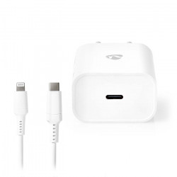 NEDIS WCPDL20W112WT Universal φορτιστής USB-C, 3.0Α & PD20W, με αποσπώμενο καλώδιο Lightning 8-Pin, σε λευκό χρώμα. - NEDIS