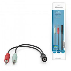 NEDIS CAGB22160BK02 Καλώδιο ήχου Stereo από 3,5mm θηλ. σε 2x 3,5mm αρσ., 0.12m, σε μαύρο χρώμα. - NEDIS