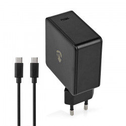 NEDIS WCPD65W100BK Universal φορτιστής USB-C 3.25A & PD65W, με αποσπώμενο καλώδιο USB-C, σε μαύρο χρώμα. - NEDIS