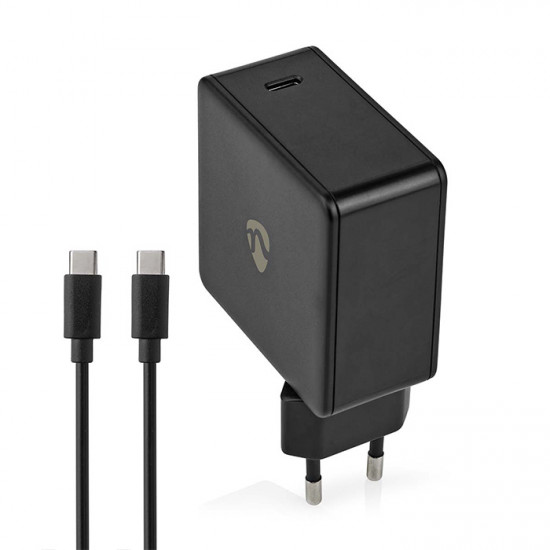 NEDIS WCPD65W100BK Universal φορτιστής USB-C 3.25A & PD65W, με αποσπώμενο καλώδιο USB-C, σε μαύρο χρώμα. - NEDIS