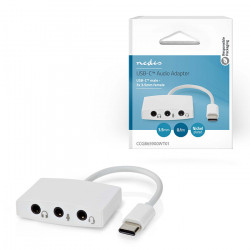 NEDIS CCGB65900WT01 Αντάπτορας USB High-Speed Type-C αρσ. – 3x 3.5mm θηλ., 0.10m, σε λευκό χρώμα. - NEDIS