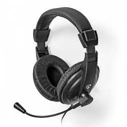 NEDIS CHST210BK Στερεοφωνικό over-ear headset με καλώδιο 1.80m, σε μαύρο χρώμα. - NEDIS