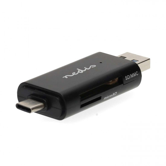 NEDIS CRDRU3110BK Card Reader USB 3.2 Gen 1x1 με διπλή υποδοχή Type-A & Type-C. - NEDIS