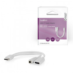 NEDIS CCGB64922WT01 Καλώδιο-αντάπτορας USB High-Speed Type-C αρσ. - USB Type-C θηλ. / 3.5mm θηλ., 0.10m, σε λευκό χρώμα. - NEDIS