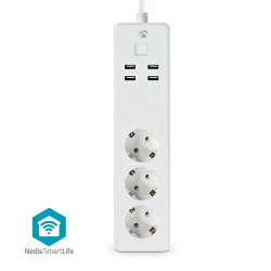 NEDIS WIFIP312FWT WiFi Smart πολύπριζο 3 θέσεων και 4 θυρών USB. - NEDIS