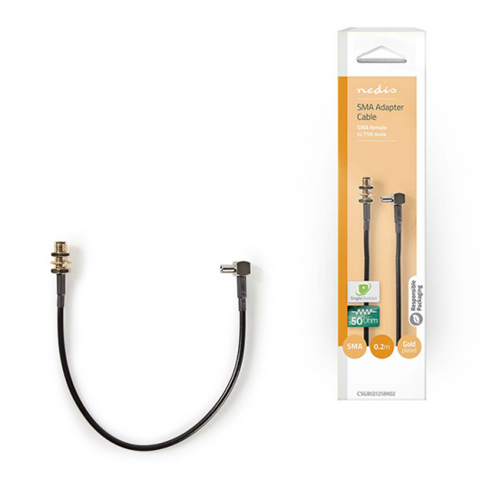 NEDIS CSGB02125BK02 Καλώδιο SMA θηλ. - TS9 υπό γωνία 90°, 0.20m σε μαύρο χρώμα. - NEDIS