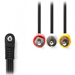 NEDIS CVGL22400BK10 Καλώδιο εικόνας και ήχου, Jack 3.5mm αρσ. υπό γωνία 90° - 3x RCA αρσ., 1.00m. - NEDIS