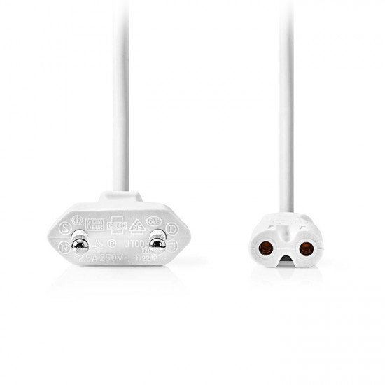 NEDIS CEGL11040WT20 Καλώδιο τροφοδοσίας Euro - IEC-320-C7 (οχταράκι), 2.00m σε άσπρο χρώμα. - NEDIS