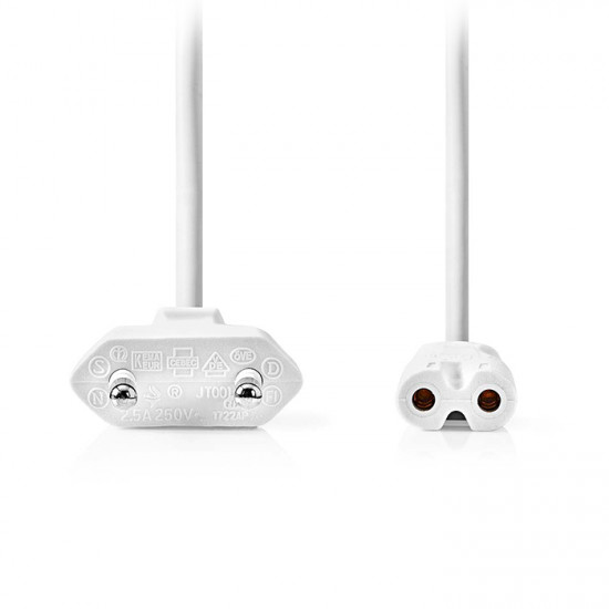 NEDIS CEGL11040WT30 Καλώδιο τροφοδοσίας Euro - IEC-320-C7 (οχταράκι), 3.00m σε άσπρο χρώμα. - NEDIS