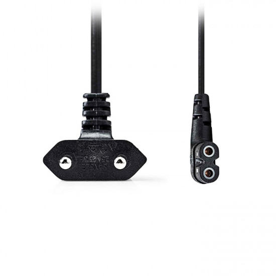 NEDIS CEGL11055BK20 Καλώδιο τροφοδοσίας Euro - 8-Shaped (οχταράκι) υπό γωνία, 2.00m σε μαύρο χρώμα. - NEDIS