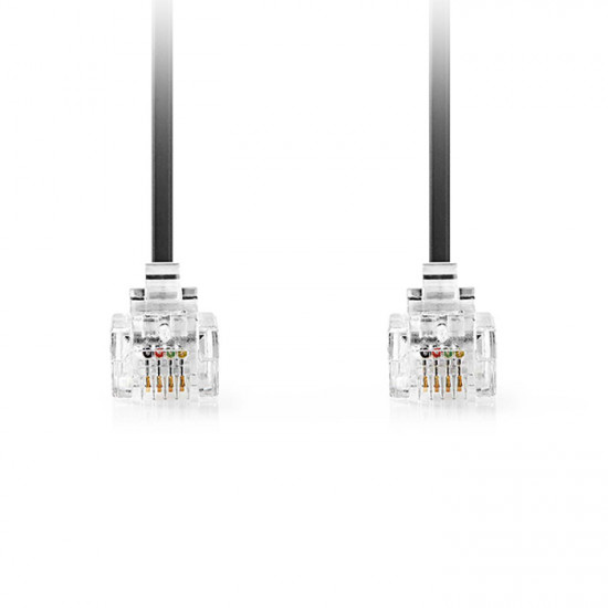 NEDIS TCGL90200BK20 Τηλεφωνικό καλώδιο RJ11 αρσ. - RJ11 αρσ. 2.00 m., μαύρο. - NEDIS