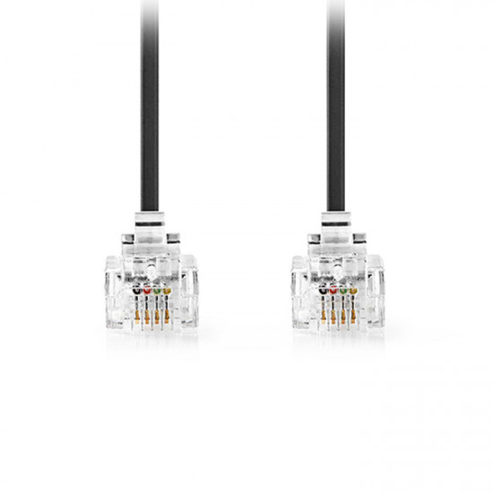 NEDIS TCGL90200BK50 Τηλεφωνικό καλώδιο RJ11 αρσ. - RJ11 αρσ., 5.00 m. σε μαύρο χρώμα. - NEDIS