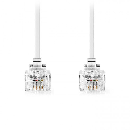 NEDIS TCGL90200WT100 Τηλεφωνικό καλώδιο RJ11 αρσ. - RJ11 αρσ., 10m σε λευκό χρώμα. - NEDIS