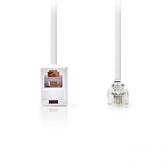 NEDIS TCGL90205WT50 Καλώδιο επέκτασης τηλεφώνου, RJ11 αρσ.-  RJ11 θηλ., 5.00m σε λευκό χρώμα. - NEDIS