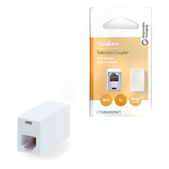 NEDIS CTGB90920WT Μούφα RJ11 6x4 θηλ. - θηλ., σε λευκό χρώμα. - NEDIS