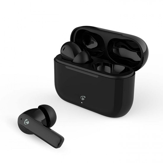 NEDIS HPBT2425BK Bluetooth ακουστικά handsfree με θήκη φόρτισης και λειτουργία environmental noise cancelling (ENC), σε μαύρο χρώμα. - NEDIS