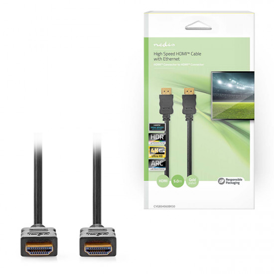 NEDIS CVGB34060BK50 Καλώδιο High speed HDMI with Ethernet, HDMI αρσ. - HDMI αρσ., 5.00m. - NEDIS