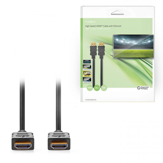 NEDIS CVGB34060BK100 Καλώδιο High speed HDMI with Ethernet, HDMI αρσ. - HDMI αρσ., 10.0m. - NEDIS