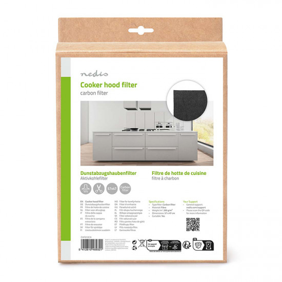NEDIS CHFI212CA Universal φίλτρο άνθρακα για απορροφητήρα 57 x 47cm, σε μαύρο χρώμα. - NEDIS