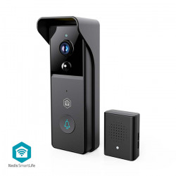 NEDIS WIFICDP21BK Smart Wi-Fi επαναφορτιζόμενη θυροτηλεόραση, με Full HD 1296p κάμερα, αισθητήρα κίνησης, νυχτερινή όραση και ασύρματο κουδούνι. - NEDIS