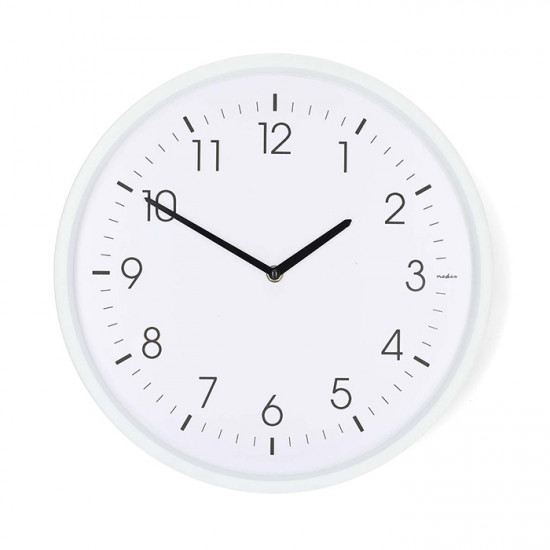 NEDIS CLWA1426WT Ρολόι τοίχου διαμέτρου 36cm με μεγάλους αριθμούς, σε λευκό χρώμα. - NEDIS