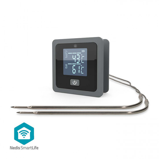 NEDIS BTKAT10GY Smart Bluetooth θερμόμετρο κρέατος με 2 αισθητήρες και έλεγχο μέσω εφαρμογής. - NEDIS