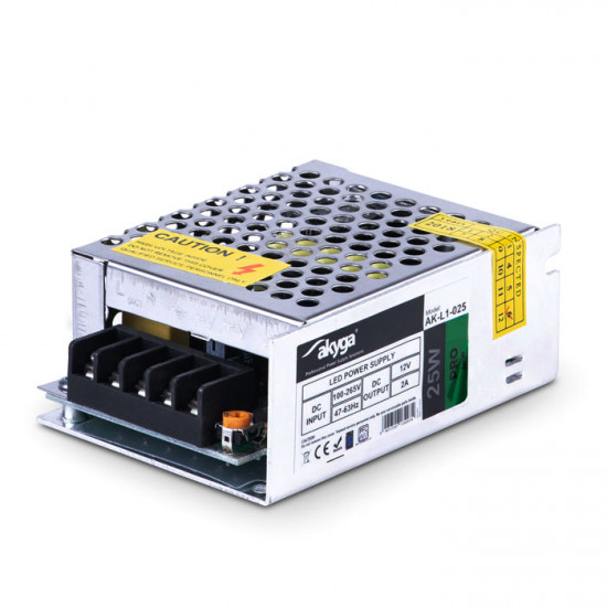 AKYGA AK-L1-025 Τροφοδοτικό αλουμινίου 12V 25 W για LED και άλλες εφαρμογές. - AKYGA